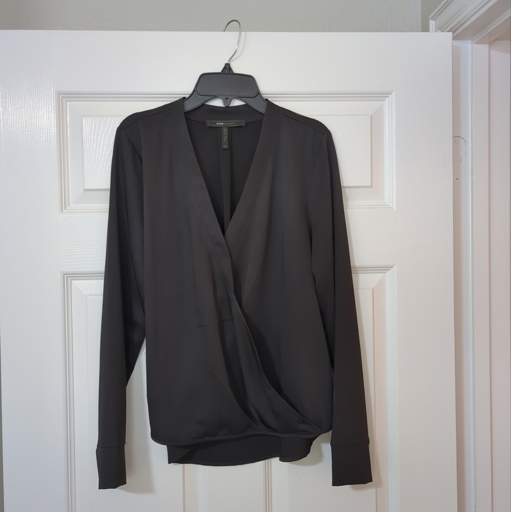 BCBG MaxAzria Black Long Sleeved Blouse - Picture 2 of 6